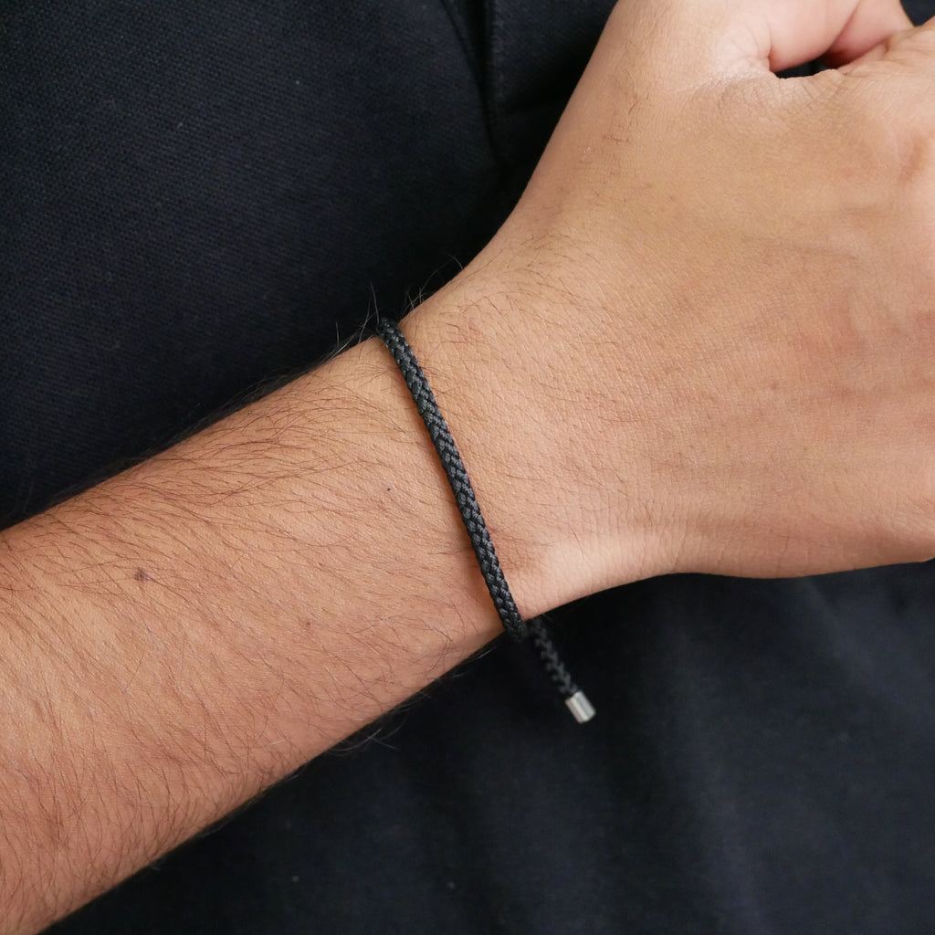 Obsidian Minimalist Cord Bracelet