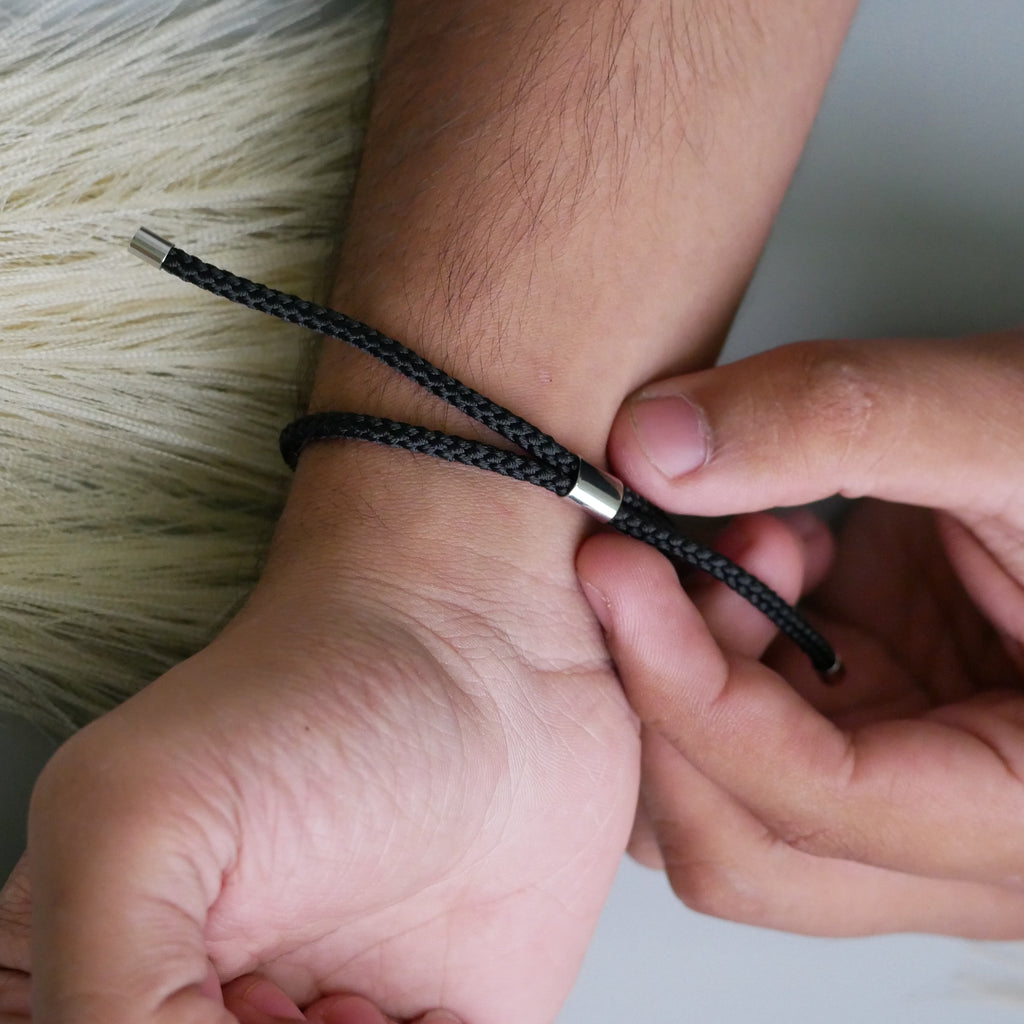 Obsidian Minimalist Cord Bracelet