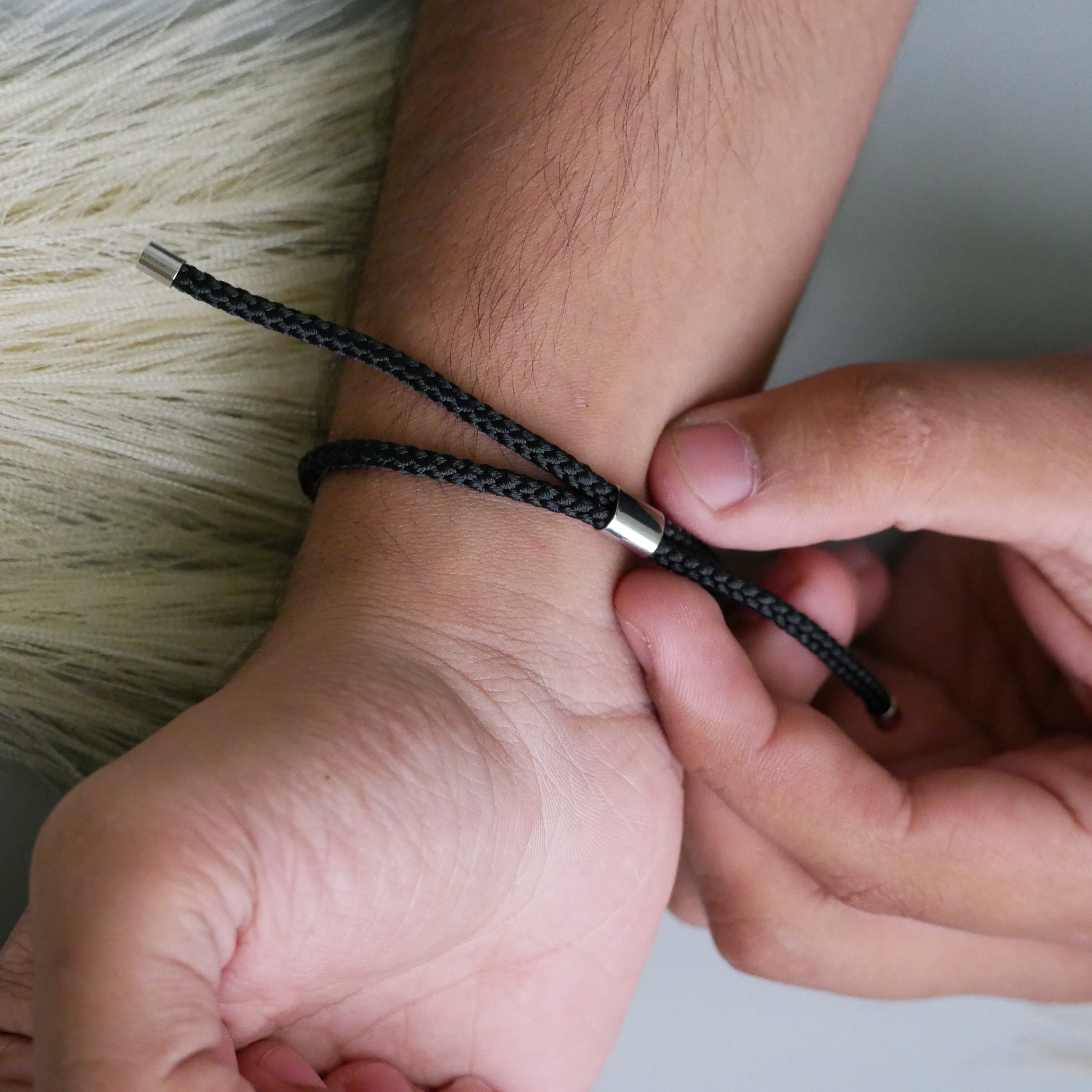 Obsidian Minimalist Cord Bracelet