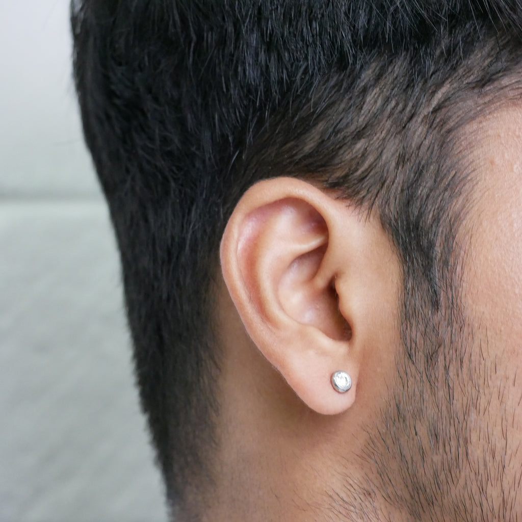 Round Clear Crystal Silver-Tone Stud