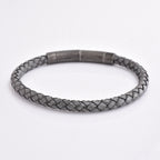 Ashen Slate Woven Leather Bracelet