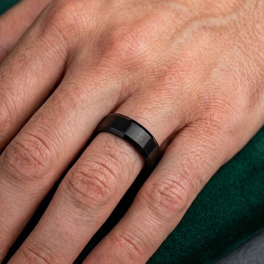 Midnight Stealth Brushed Steel Ring