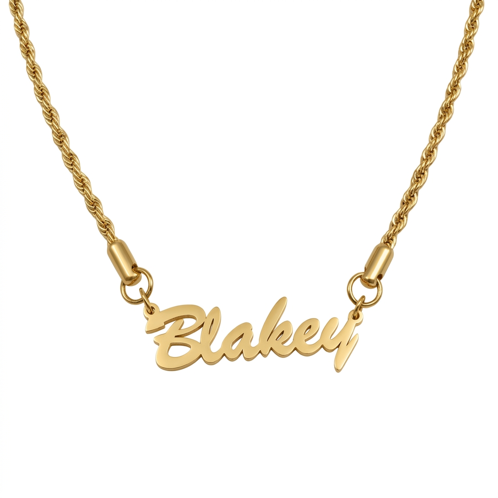 Personalized Name necklace for men with stainless steel rope chain Secondary image