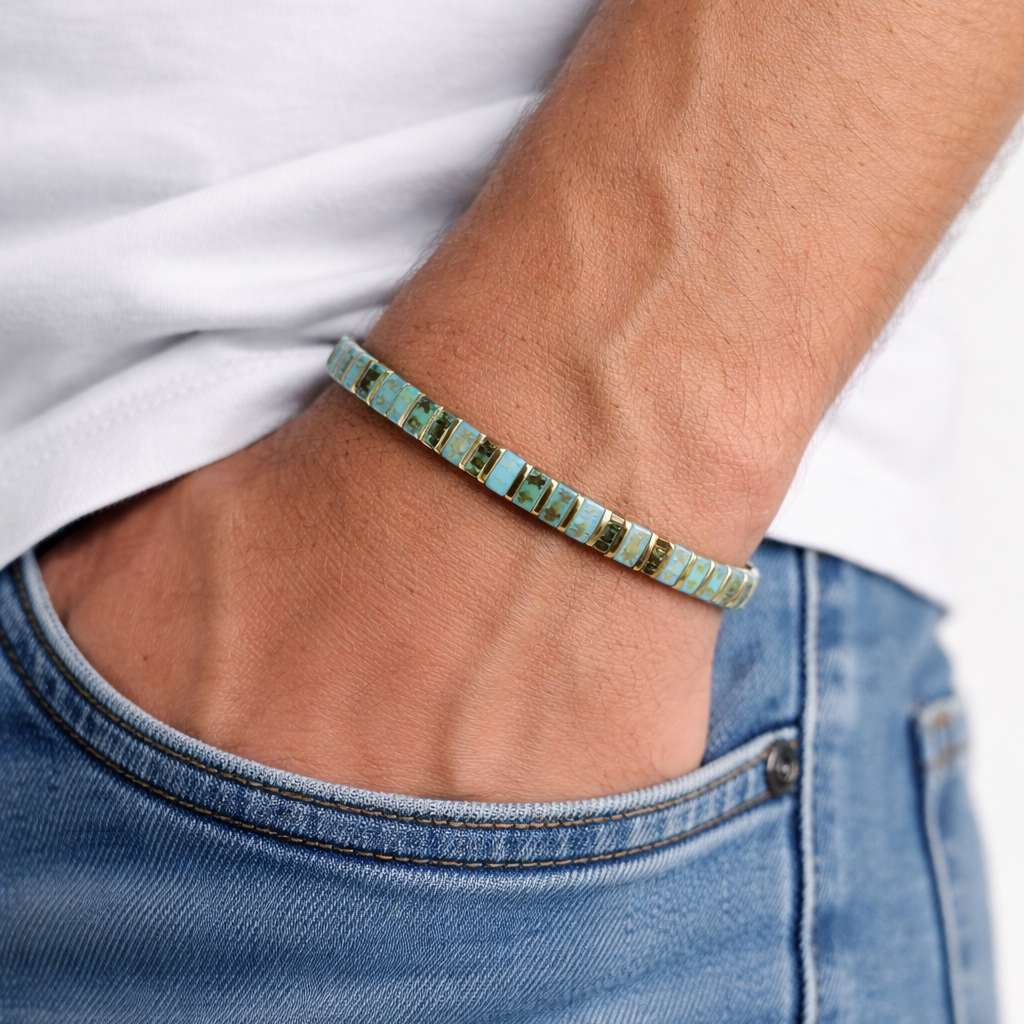 Golden Turquoise Tila Bracelet Secondary image