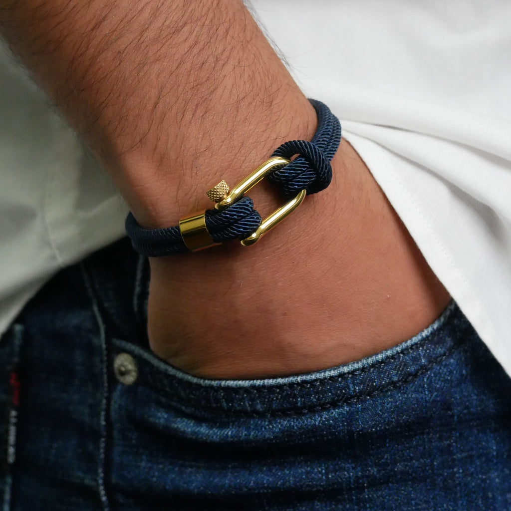 Navy Shackle Wrap Bracelet