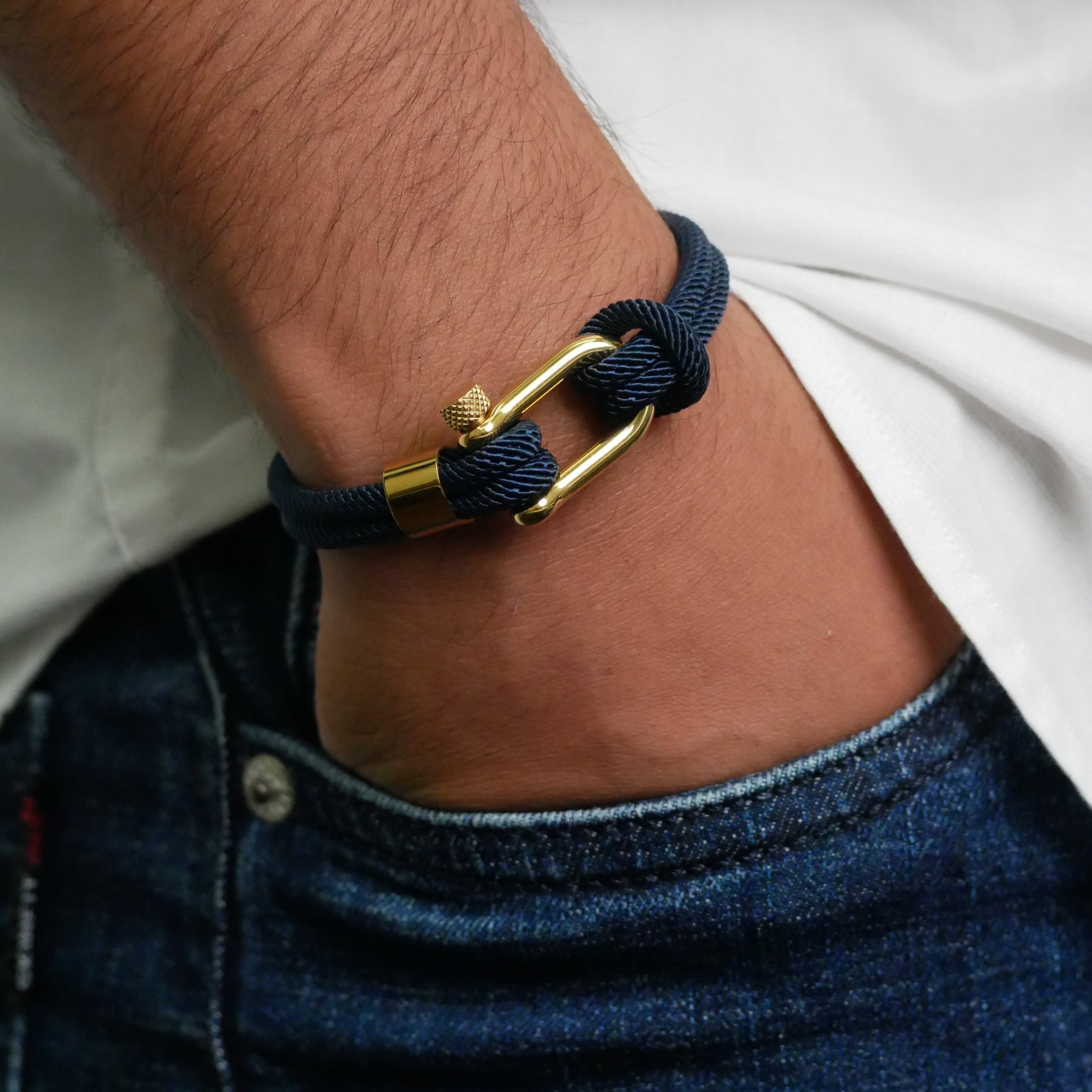 Navy Shackle Wrap Bracelet