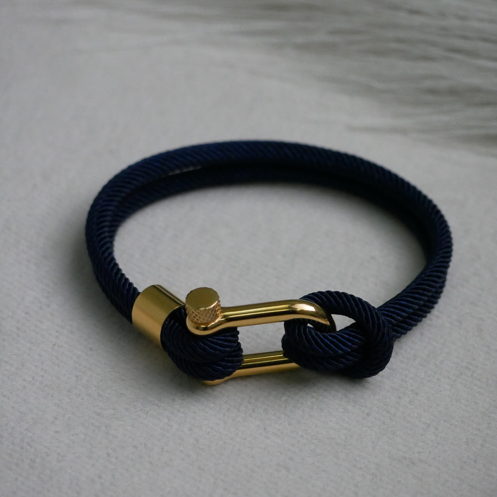Navy Shackle Wrap Bracelet