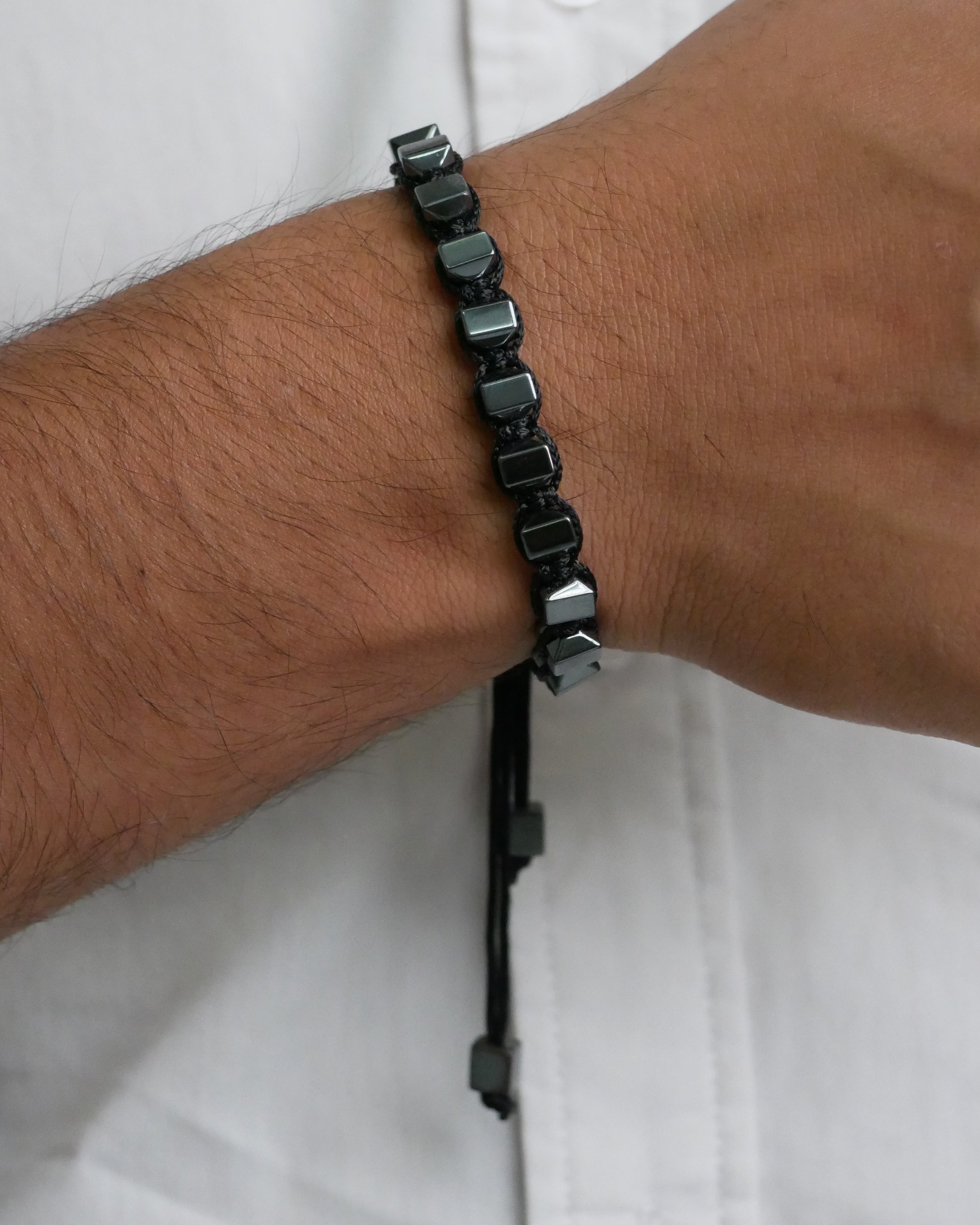 Adjustable Black Cord Hematite Bracelet