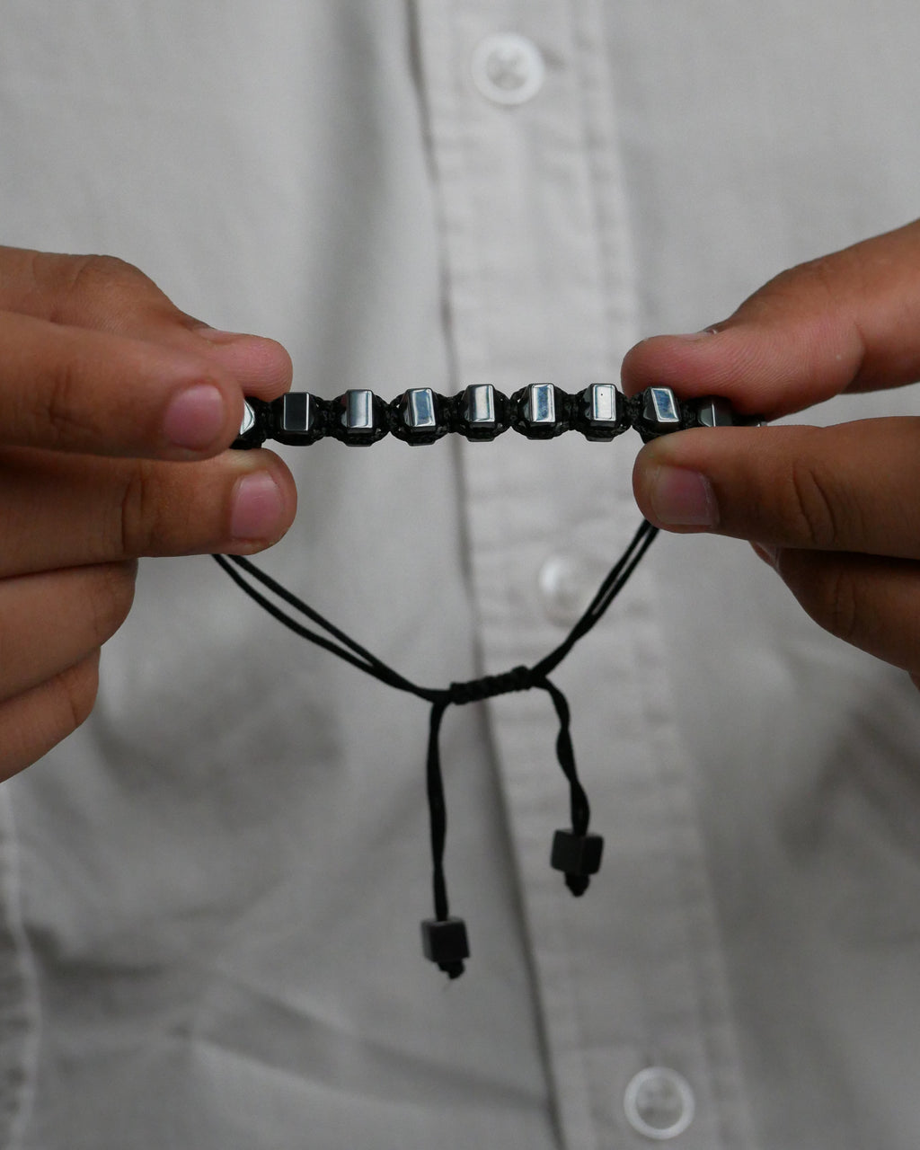 Adjustable Black Cord Hematite Bracelet