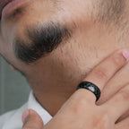 Geometric Hexagon Textured Ring