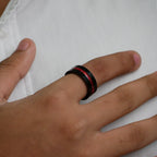 Two-Tone Black and Red Inlay Men's Ring