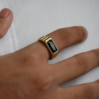 Geometric Gold Ribbed Band Ring