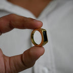 Geometric Gold Ribbed Band Ring