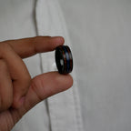 Two-Tone Wood and Blue Channel Ring