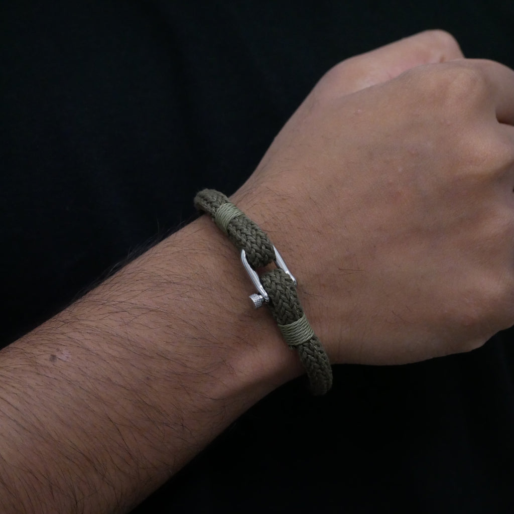 Olive Green Nautical Shackle Bracelet