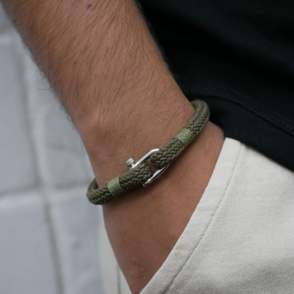 Olive Green Nautical Shackle Bracelet