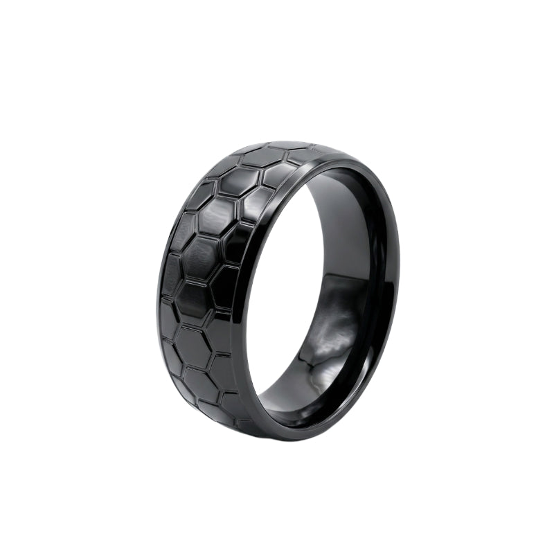 Geometric Hexagon Textured Ring