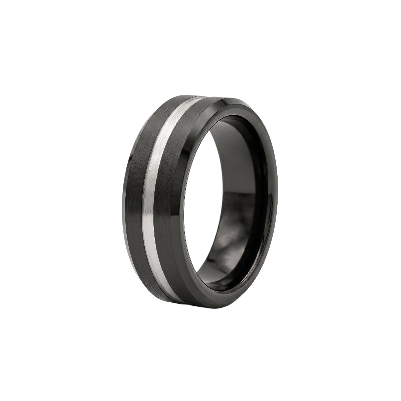 Black Ring with Silver band