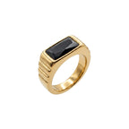 Geometric Gold Ribbed Band Ring