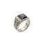 Braided-Side Square Black Gemstone Ring