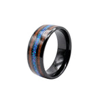 Two-Tone Wood and Blue Channel Ring