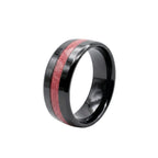 Two-Tone Black and Red Inlay Men's Ring