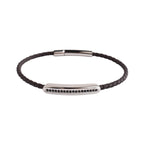 Noir Braided Leather Bar Bracelet