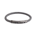 Ashen Slate Woven Leather Bracelet