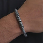 Ashen Slate Woven Leather Bracelet
