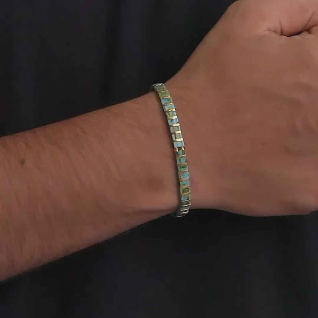 Golden Turquoise Tila Bracelet