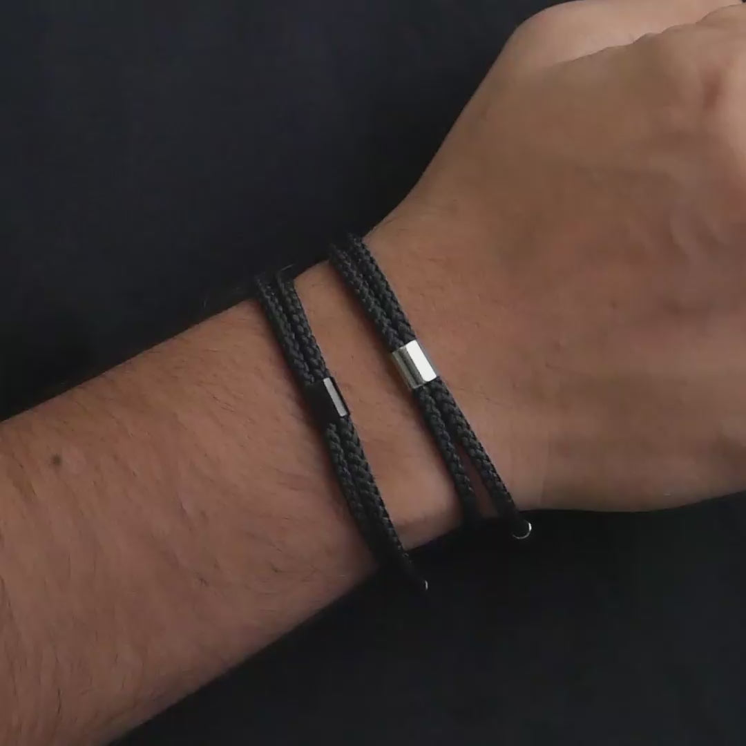 Obsidian Minimalist Cord Bracelet
