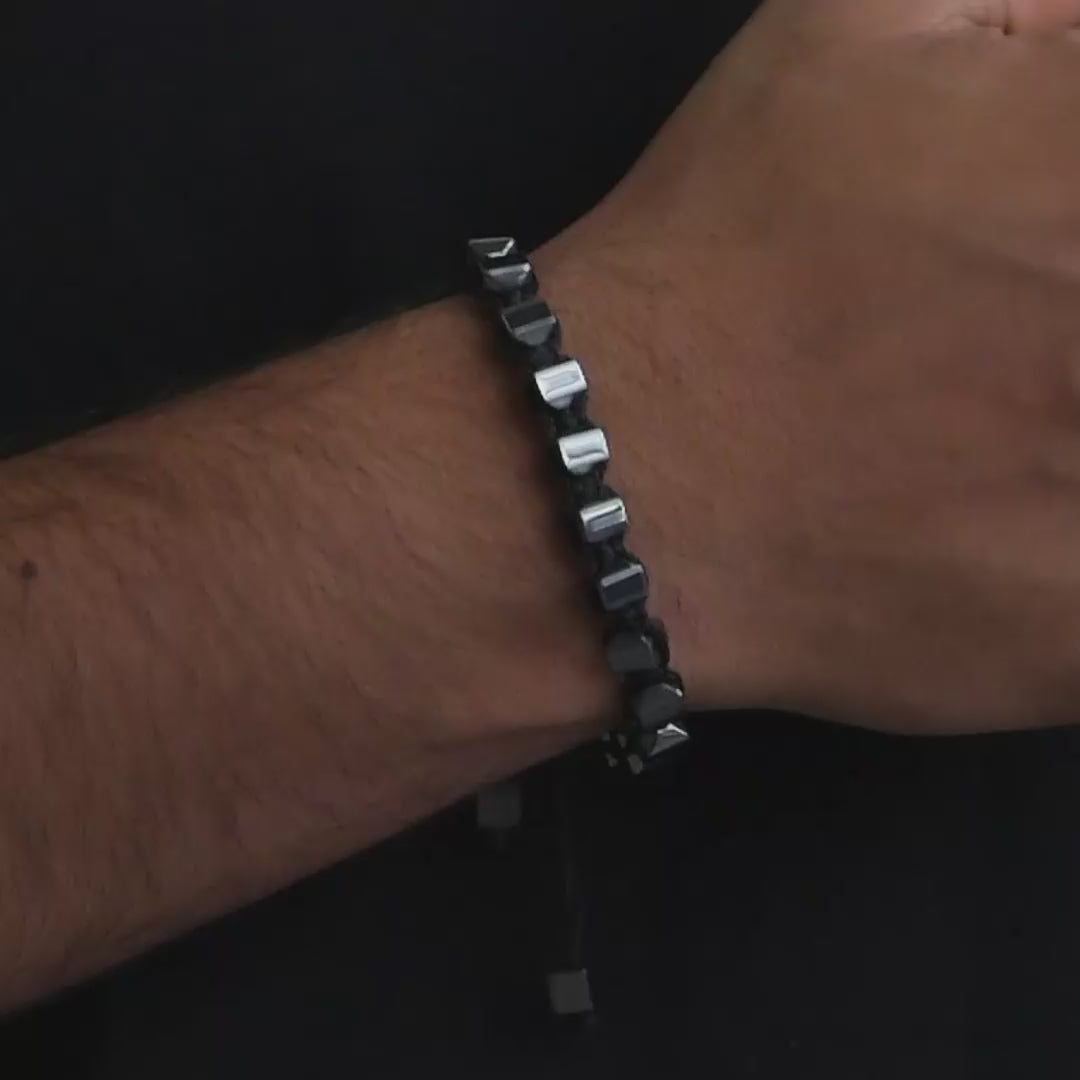 Adjustable Black Cord Hematite Bracelet
