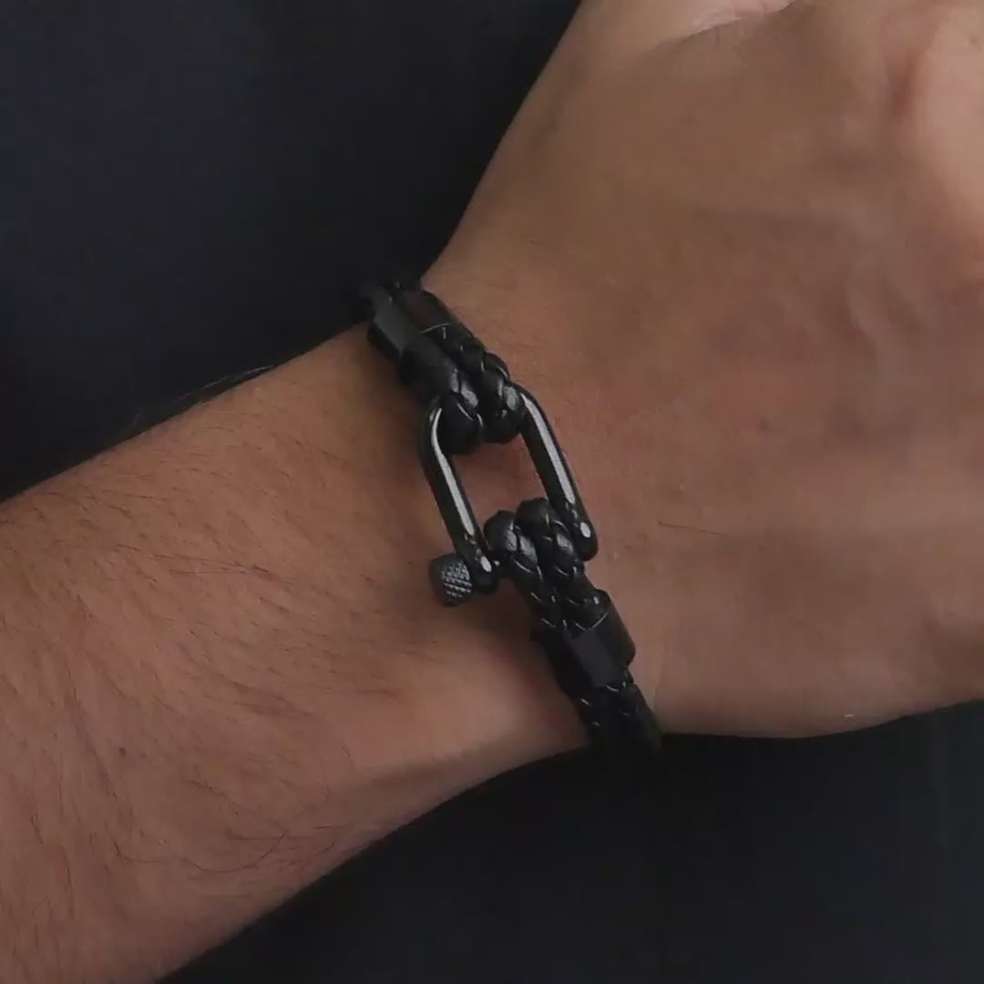 Eclipse PU Leather Lock Bracelet