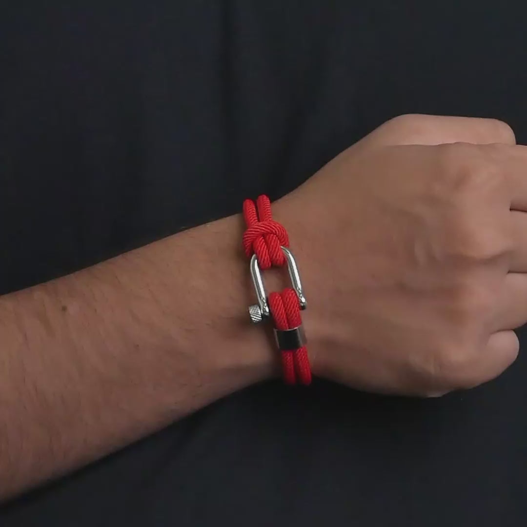 Red Nautical Shackle Wrap Bracelet